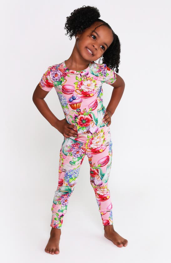 Shop Posh Peanut Elizabeth Fitted Two-piece Pajamas In Bright Pink
