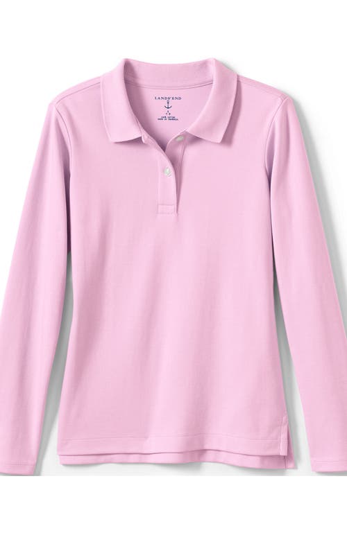 Shop Lands' End School Uniform Girls Long Sleeve Feminine Fit Interlock Polo Shirt In Ice Pink