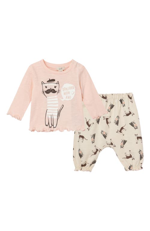 Peek Aren'T You Curious Le Magnifique Chat Shirt & Pants Set in Light Pink at Nordstrom, Size 3-6M