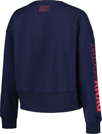 Women's DKNY Sport Navy Cleveland Guardians Lily V-Neck Pullover Sweatshirt