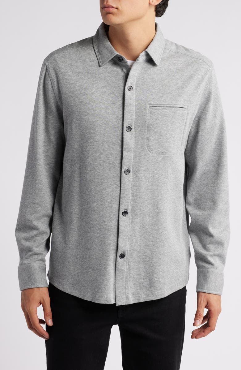 Robert Barakett Paolo Cotton Mélange Overshirt, Alternate, color, Light Grey