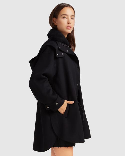 Shop Belle & Bloom Heavy Hearted Detachable Hooded Coat In Black