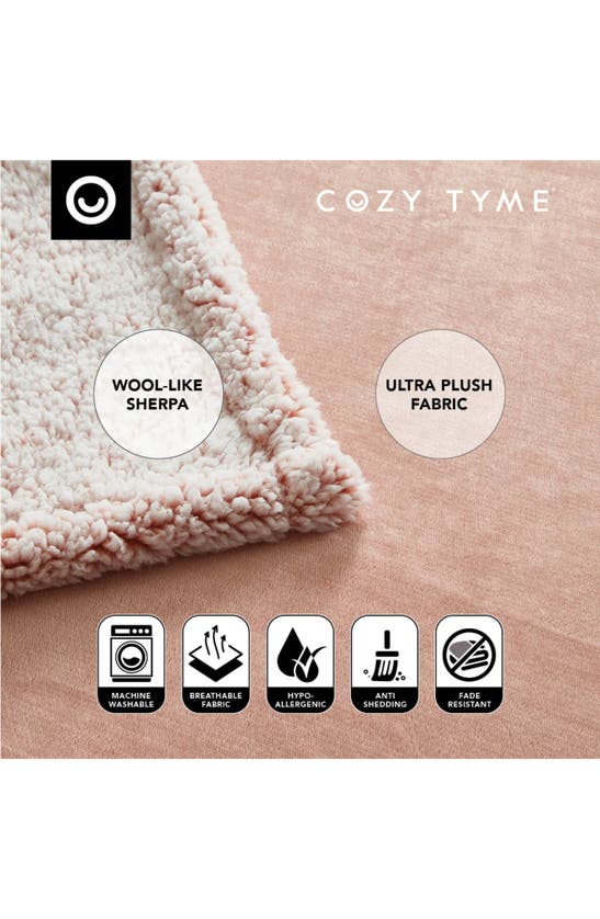 Shop Inspired Home Solid Micro Plush Faux Shearling Reversible Throw Blanket In Blush