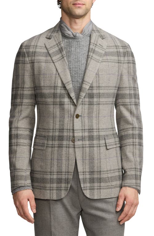 Shop Ralph Lauren Purple Label Hadley Plaid Felted Wool Sport Coat In Light Grey Multi