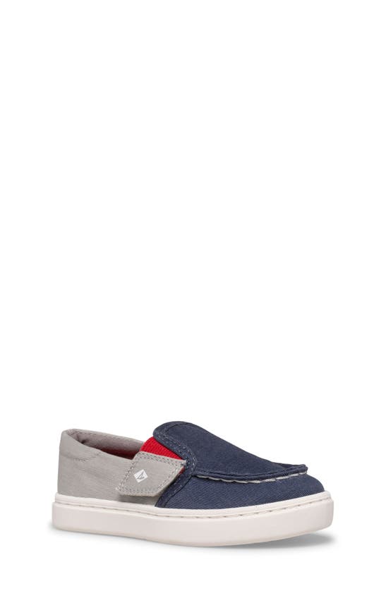 Sperry Kids' Saltie Jr. Washable Slip-on Sneaker In Navy/ Grey