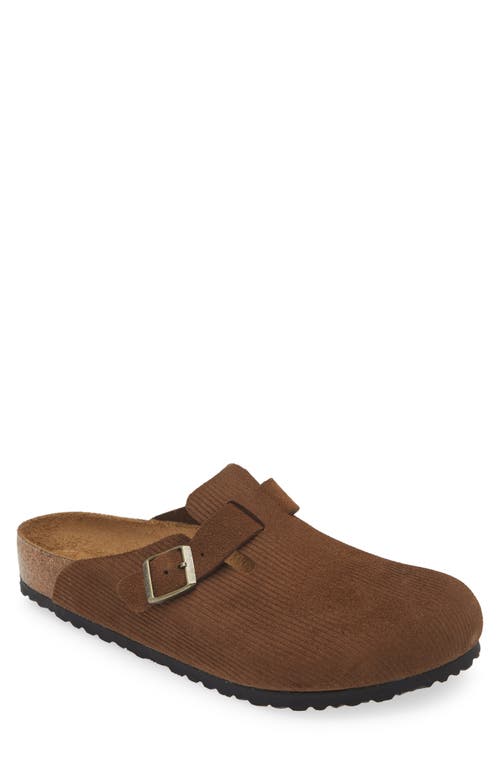 Shop Birkenstock Boston Ribbed Clog In Dark Tea