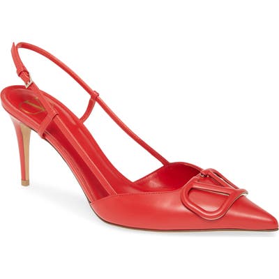 Valentino Garavani V-Logo Slingback Pump, Red