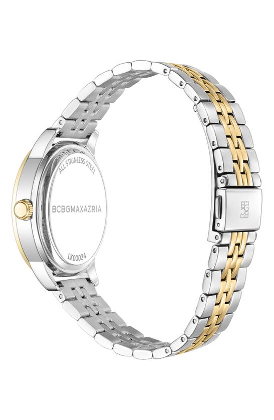 Shop Bcbg Max Azria Three-hand Quartz Two-tone Bracelet Watch, 36mm In Silver/ Yellow Gold