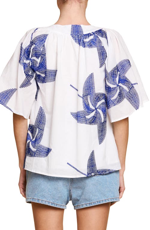 Shop Ciebon Alexia Embroidery Top In Off White/blue