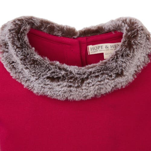 HOPE & HENRY HOPE & HENRY BABY GIRLS' FIT AND FLARE PONTE DRESS WITH FAUX FUR, INFANT 