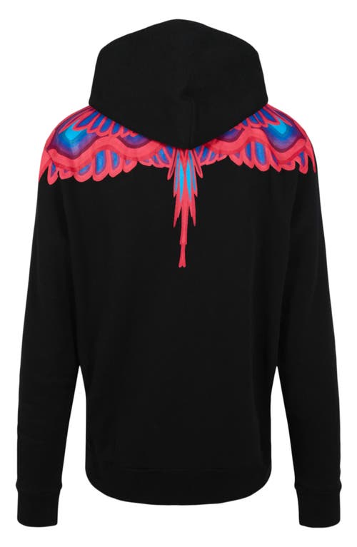 Marcelo Burlon County Of Milan Curved Wings-print Hoodie In Black