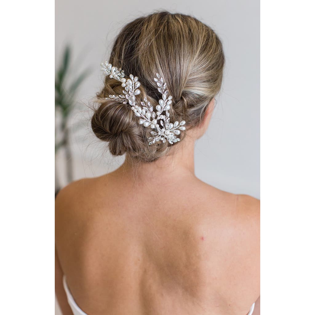 Brides And Hairpins Brides & Hairpins Nadim Jeweled Hair Clip In Silver