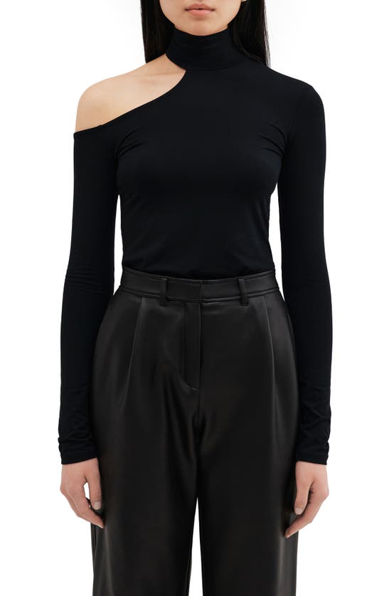 Shop Marcella Evan Cutout Turtleneck Top In Black