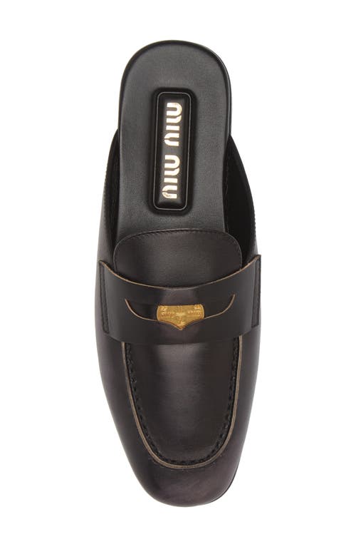 Shop Miu Miu Penny Loafer Mule In Nero