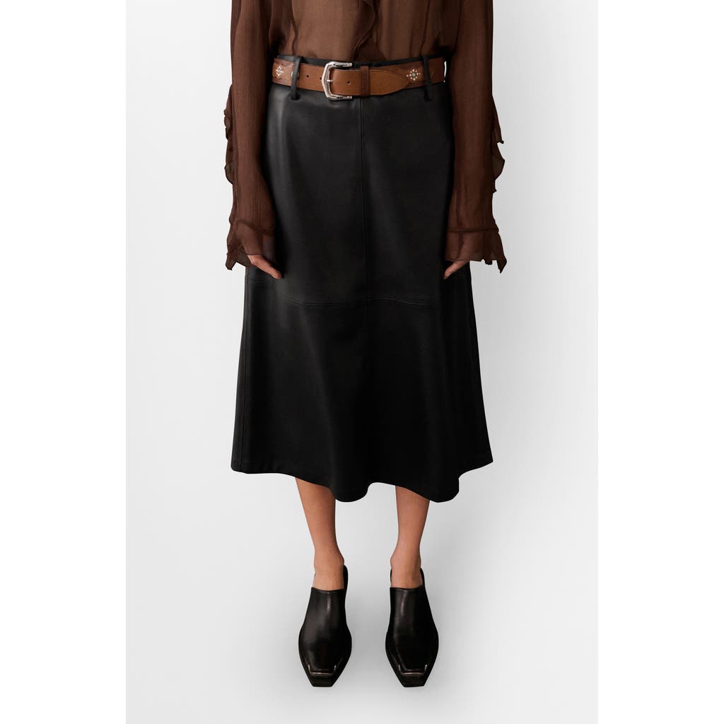 Mango Women's Leather Effect Midi Skirt In Black
