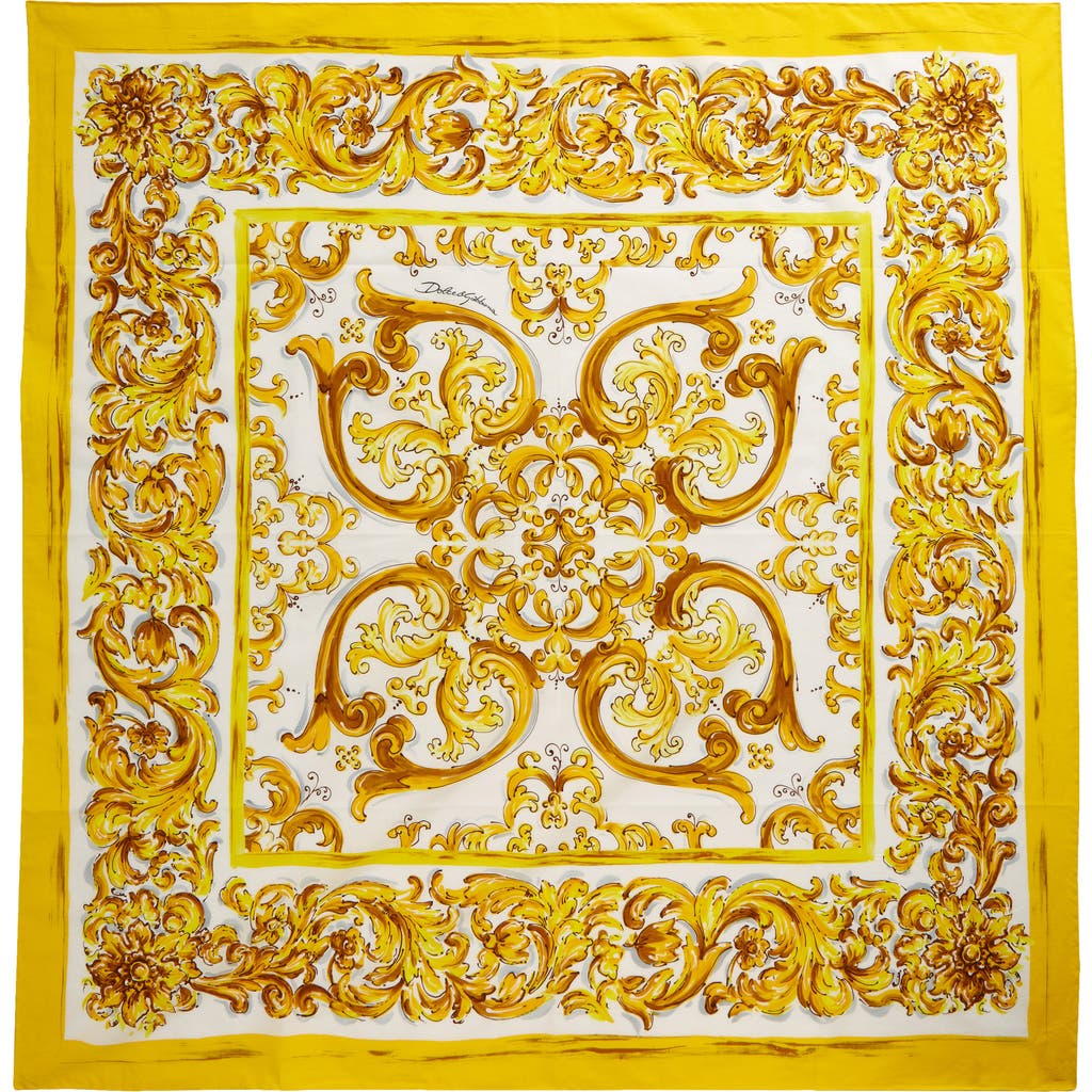 Dolce & Gabbana Dolce&gabbana Majolica Print Cotton Scarf In H95dq Maiolica 3l Giallo