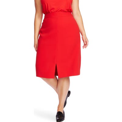 Plus Size Court & Rowe Front Slit Crepe Pencil Skirt, Red