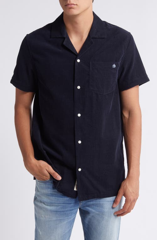 Shop Scotch & Soda Corduroy Camp Shirt In Navy