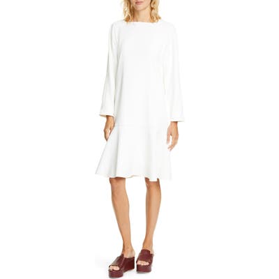 Tibi Chalky Flounce Hem Shift Dress, Ivory