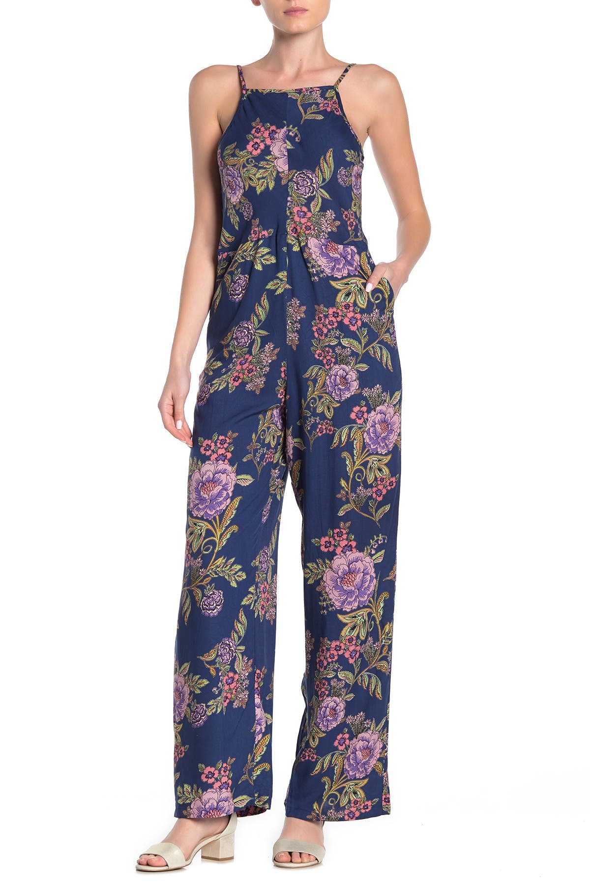 floral sleeveless jumpsuit