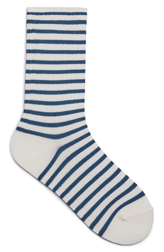 Shop & Other Stories Marnie Stripe Rib Socks In White Dusty Light