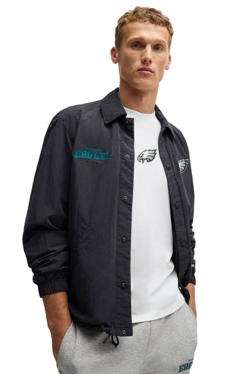 Shop Hugo Boss Boss X Nfl Stretch Cotton Graphic T-shirt In Philadelphia Eagles - White