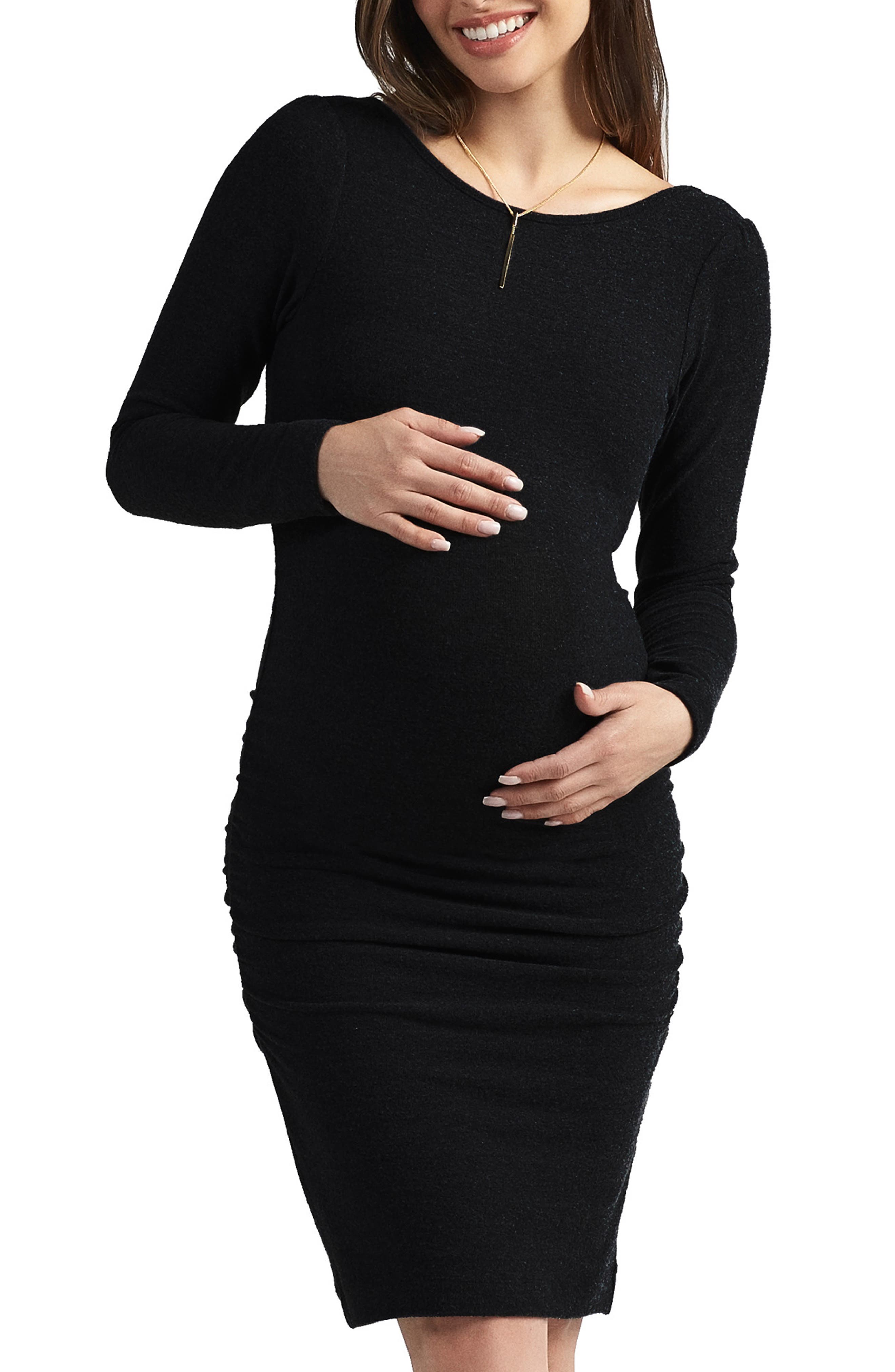 Baby Moon Presley Maternity Dress, Black