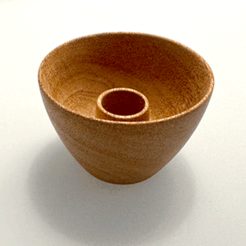 Itza Wood Mini Bowl Candleholder In Mahogany