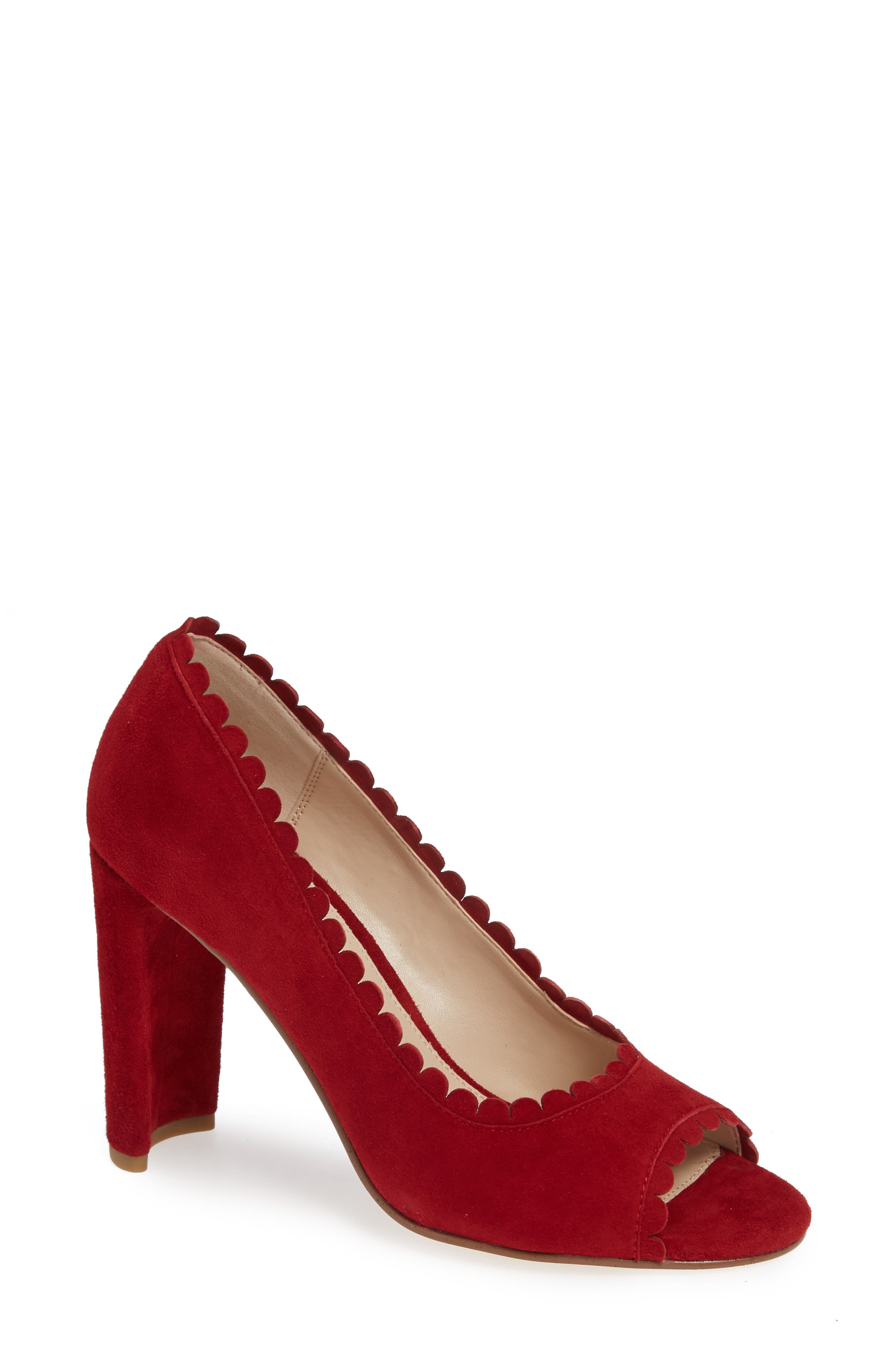 Pelle Moda Hope Peep Toe Pump, Red