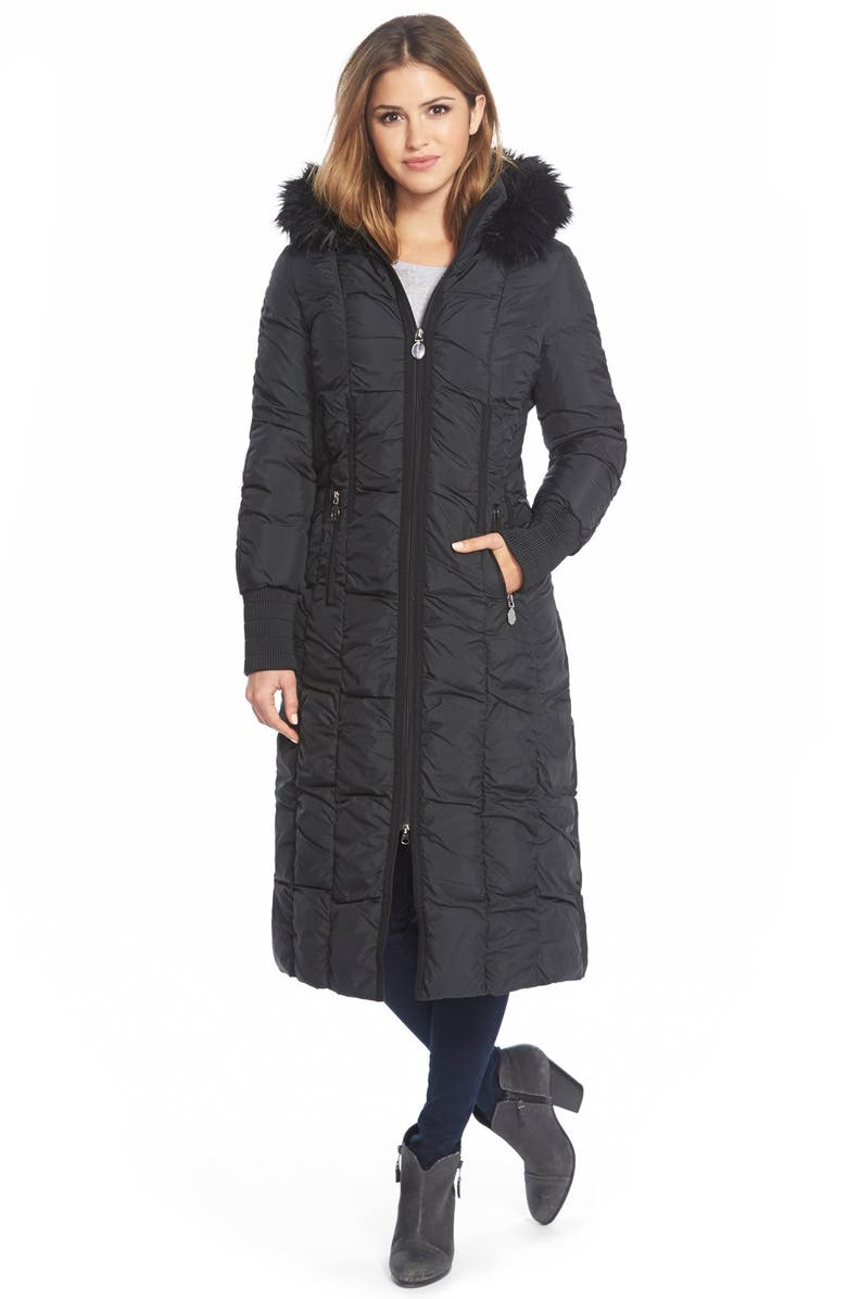 T Tahari 'Elizabeth' Faux Fur Trim Hooded Long Down Coat | Nordstrom