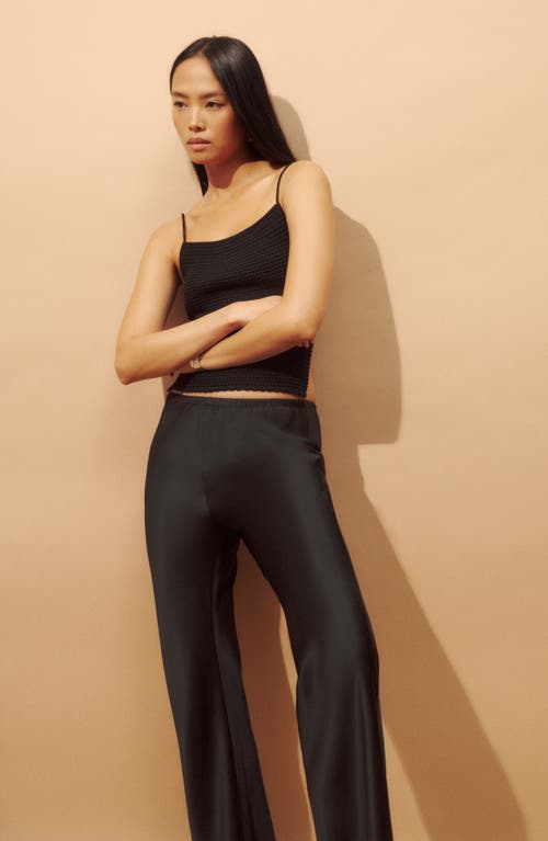 Shop Reformation Gale High Waist Satin Pants In Black