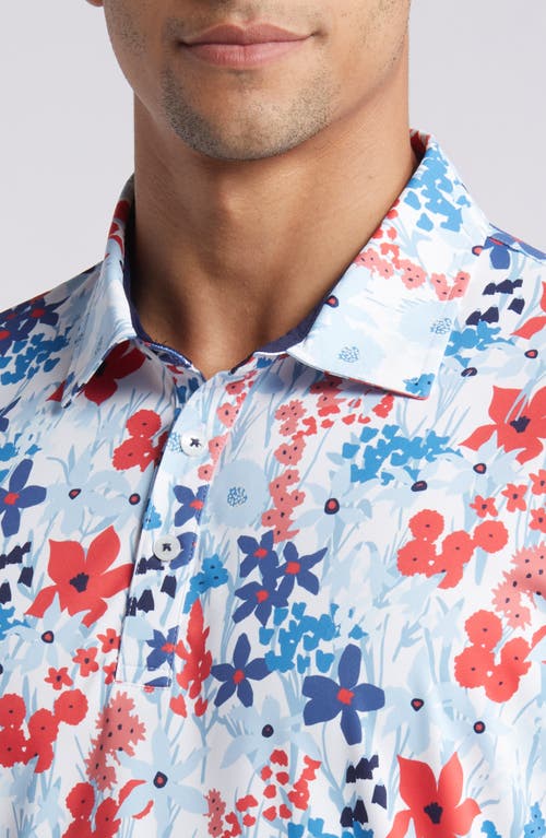 Shop Swannies Lundy Floral Golf Polo In Horizon Blue