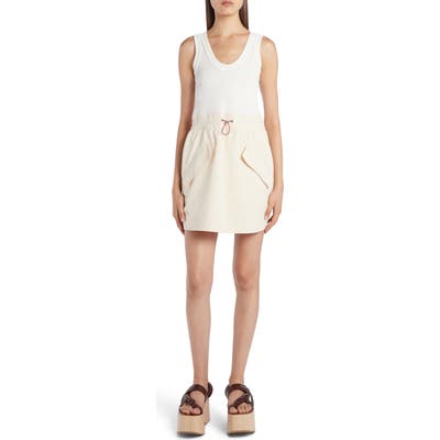 2 Moncler 1952 Mixed Media Minidress, Ivory