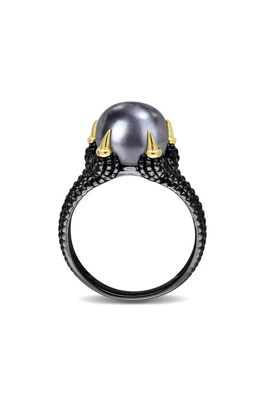 Shop Delmar 10.5–11mm Cultured Freshwater Pearl Claw Ring In Black