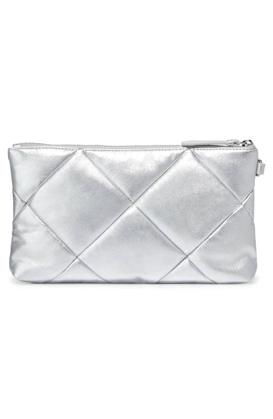 Shop Cole Haan Essential Quilted Leather Clutch In Silver