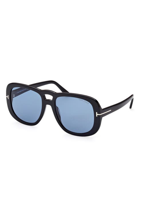 Shop Tom Ford 56mm Gradient Aviator Sunglasses In Shiny Black/blue
