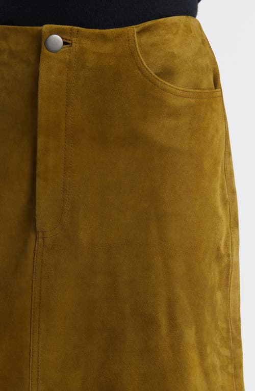 Shop Treasure & Bond Suede Pencil Skirt In Olive Green