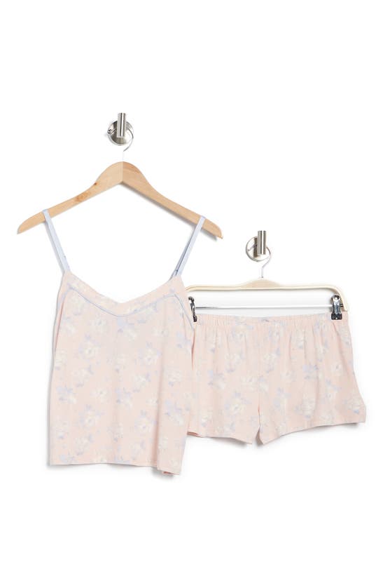 Jessica Simpson Tie Back Camisole & Shorts Pajama Set In Barely There W/ Halogen Blue