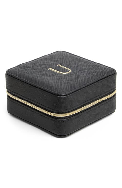 Shop Nordstrom Initial Square Zip Travel Case In U- Black- Gold