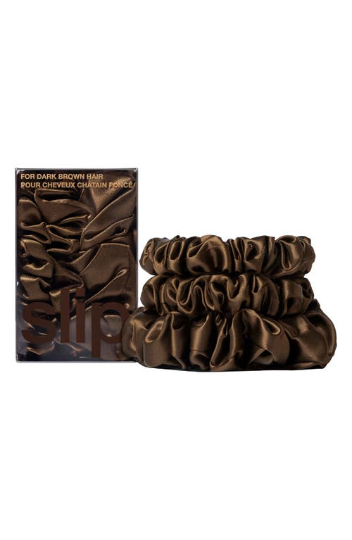 Shop Slip 3-pack Large & Small Silk Scrunchie Set In Dark Brown