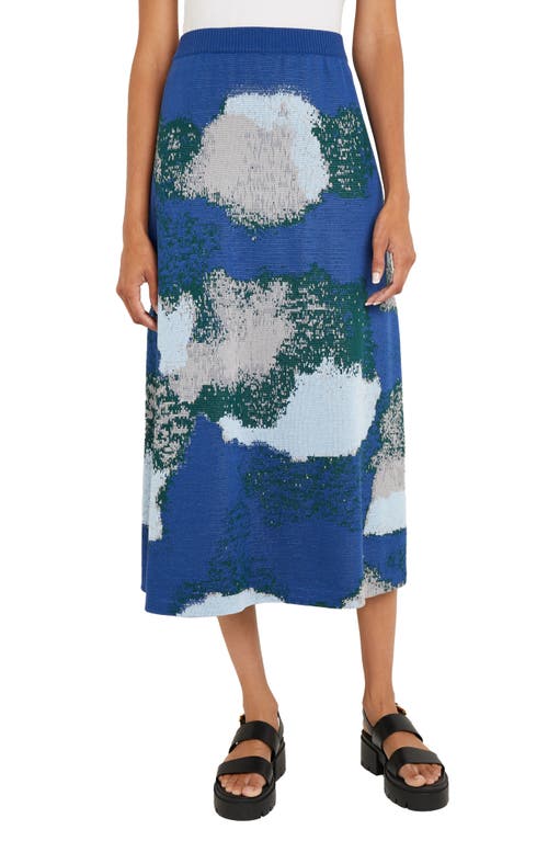 Cloud Jacquard Midi Skirt in Oceanic Multi
