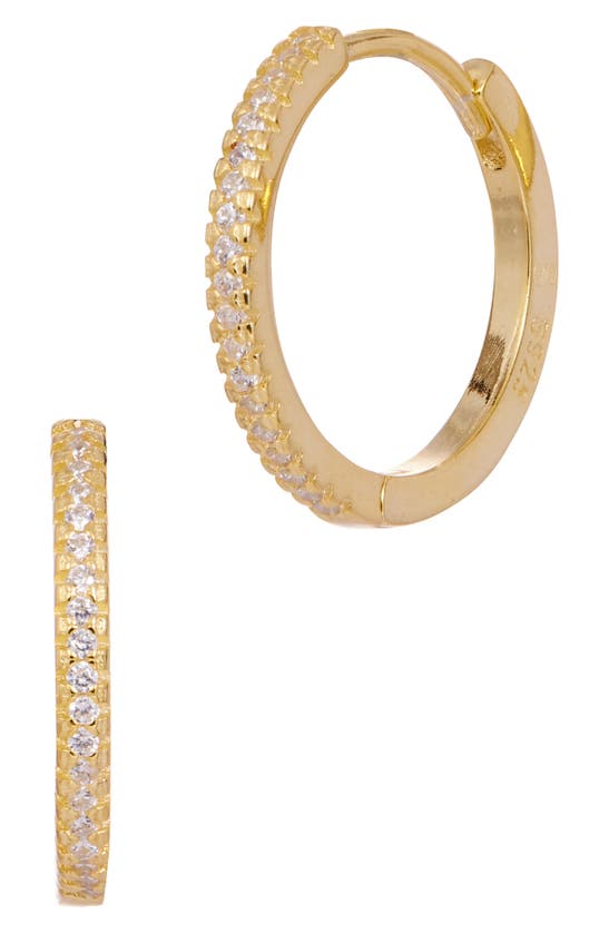 Savvy Cie Jewels Cz Huggie Hoop Earrings In Yellow