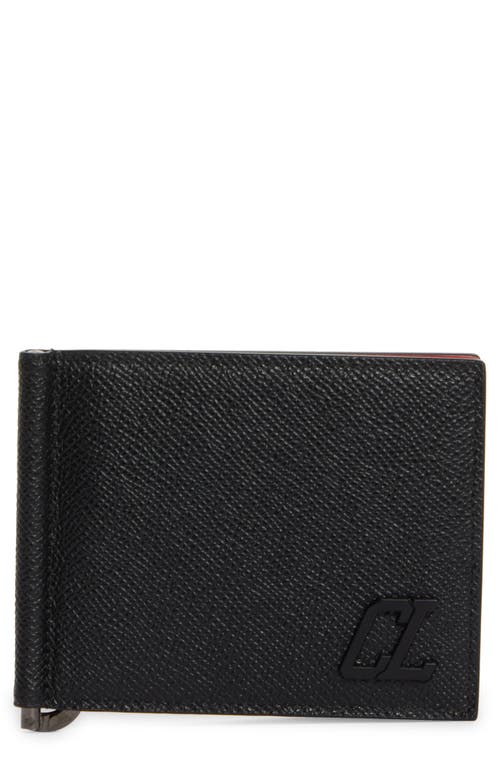 Christian Louboutin Groovy Full-grain Leather Billfold Wallet With Money Clip In Black/black