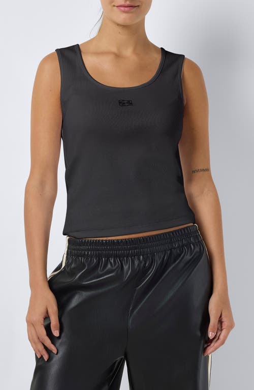 Shop Noisy May Judy Stretch Organic Cotton Rib Tank In Obsidian Detailwash