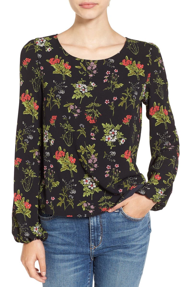 Leith Floral Print Bell Sleeve Top | Nordstrom