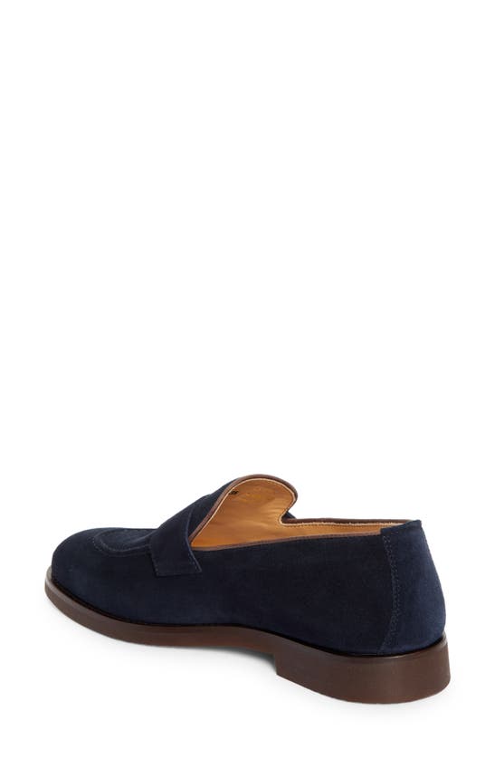Shop Brunello Cucinelli Suede Penny Loafer In Blue