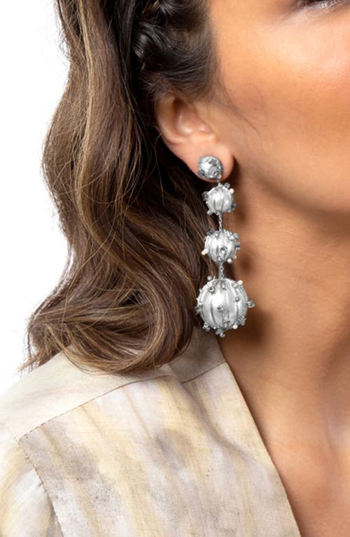 Shop Deepa Gurnani Czar Imitation Pearl Drop Earrings In Silver