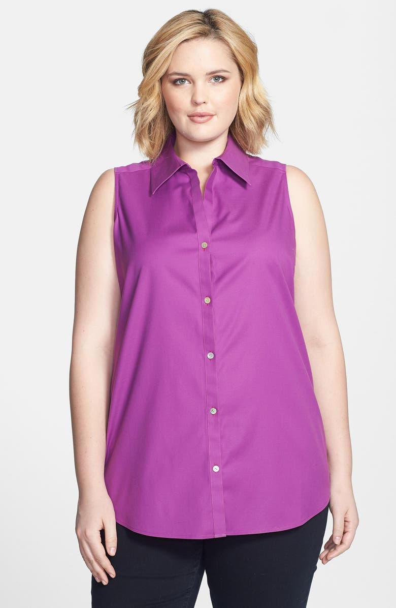 Foxcroft Sleeveless Solid Stretch Tunic (Plus Size) | Nordstrom