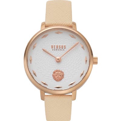 Versus Versace La Villette Leather Strap Watch,