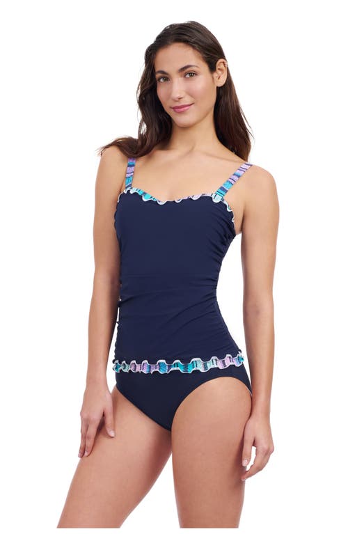 Profile By Gottex E-cup Underwire Tankini Top In Gin Fizz Black In Navy